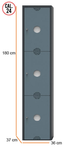 locker ping pong aluminio cromo 3 puertas