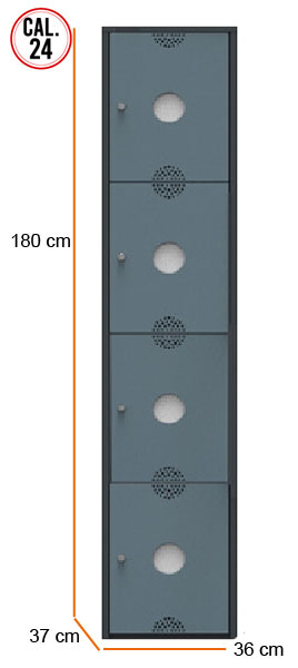 locker ping pong aluminio Cromo 4 puertas