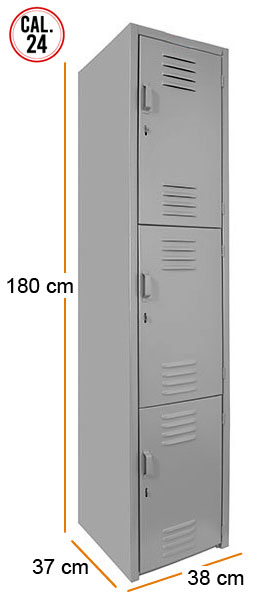 locker serie a gris 3 puertas